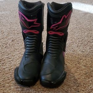 Pink and Black Alpinestars Womens Motorcylce Boots
